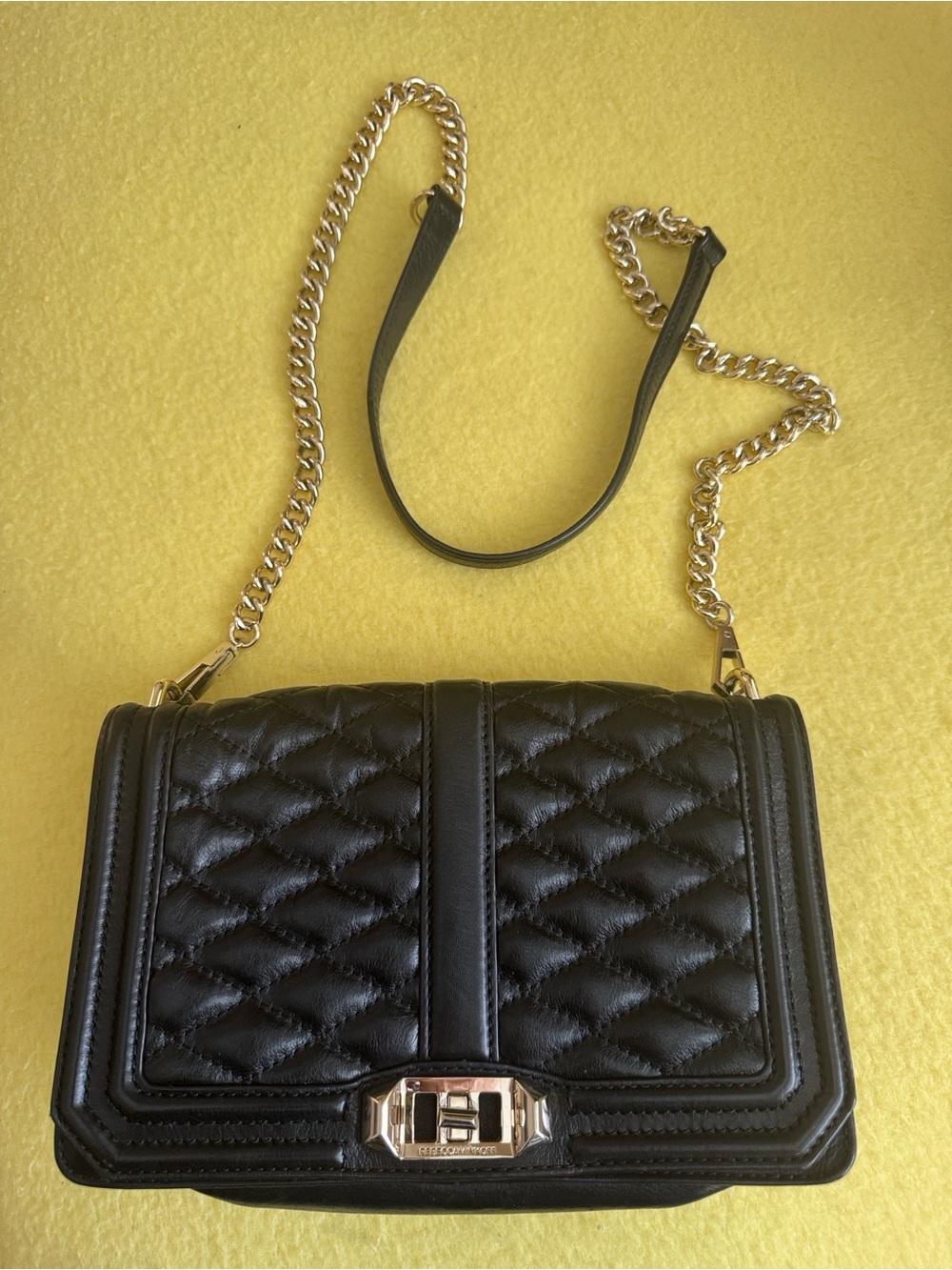 Rebecca Minkoff Black Quilted Chain Strap Shoulder Bag